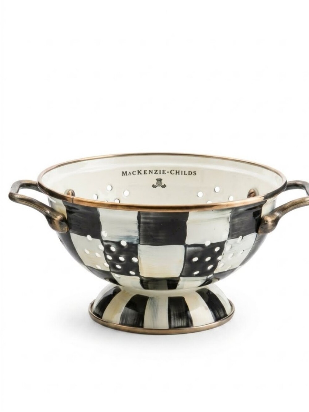 MacKenzie-Childs Courtly Check Large Colander 2.75 Quarts